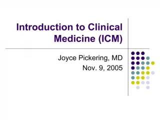 Introduction to Clinical Medicine ICM - slide 1