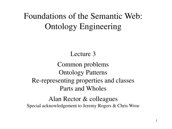 Foundations of the Semantic Web: Ontology Engineering
