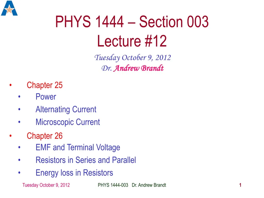 phys 1444 section 003 lecture 12