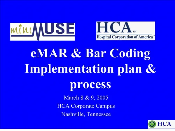 EMAR Bar Coding Implementation plan process
