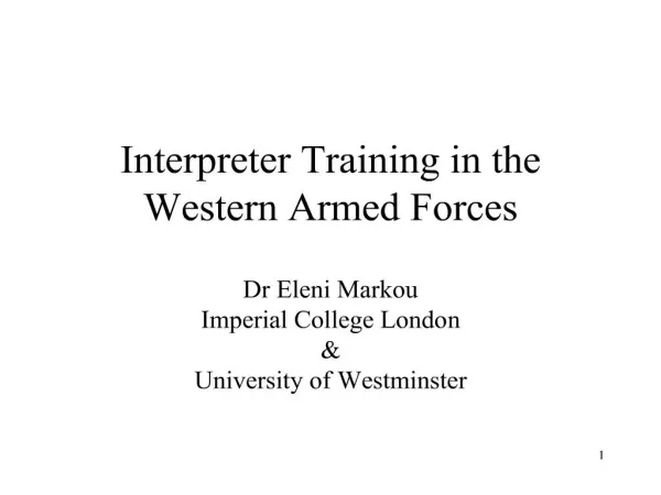 Interpreter Training in the Western Armed Forces