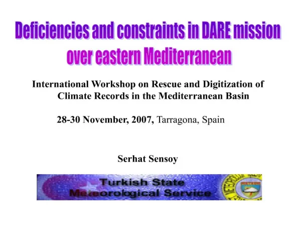 International Workshop on Rescue and Digitization of Climate Records in the Mediterranean Basin 28-30 Nove