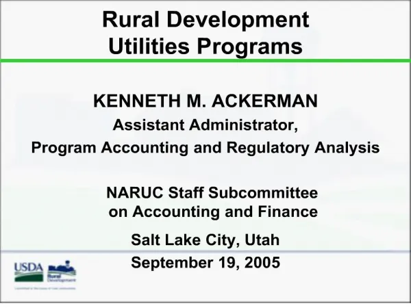 Rural Development Utilities Programs