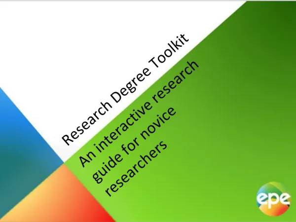 Research Degree T oolkit