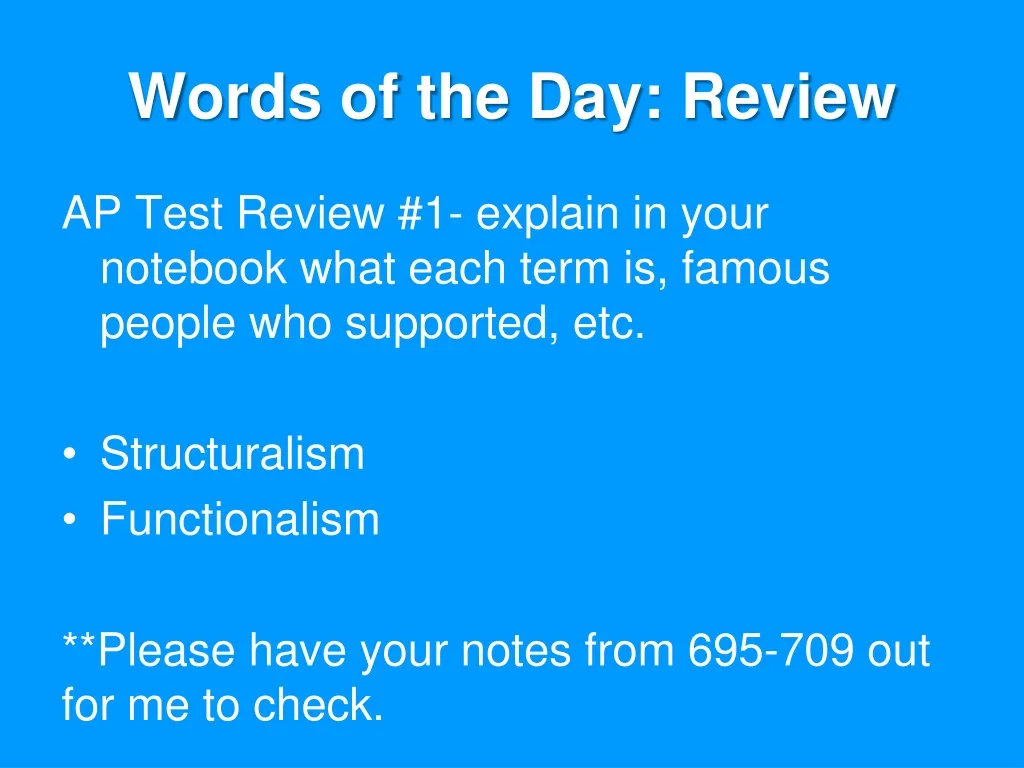 words of the day review