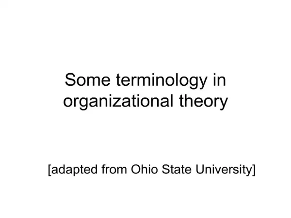 Some terminology in organizational theory