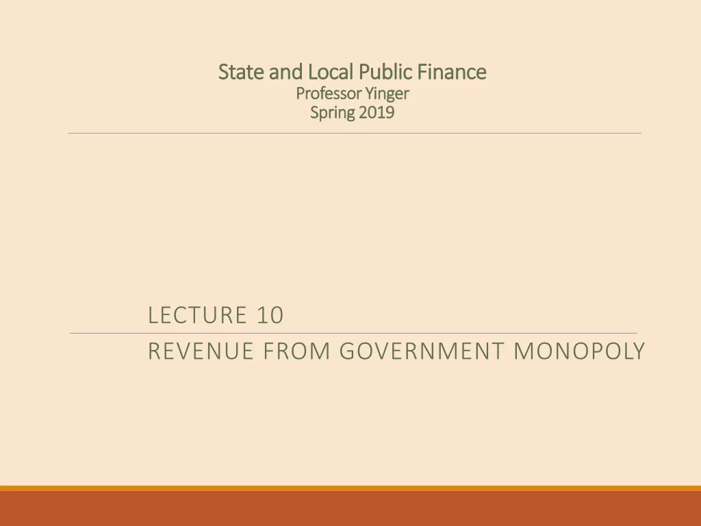 state and local public finance professor yinger spring 2019