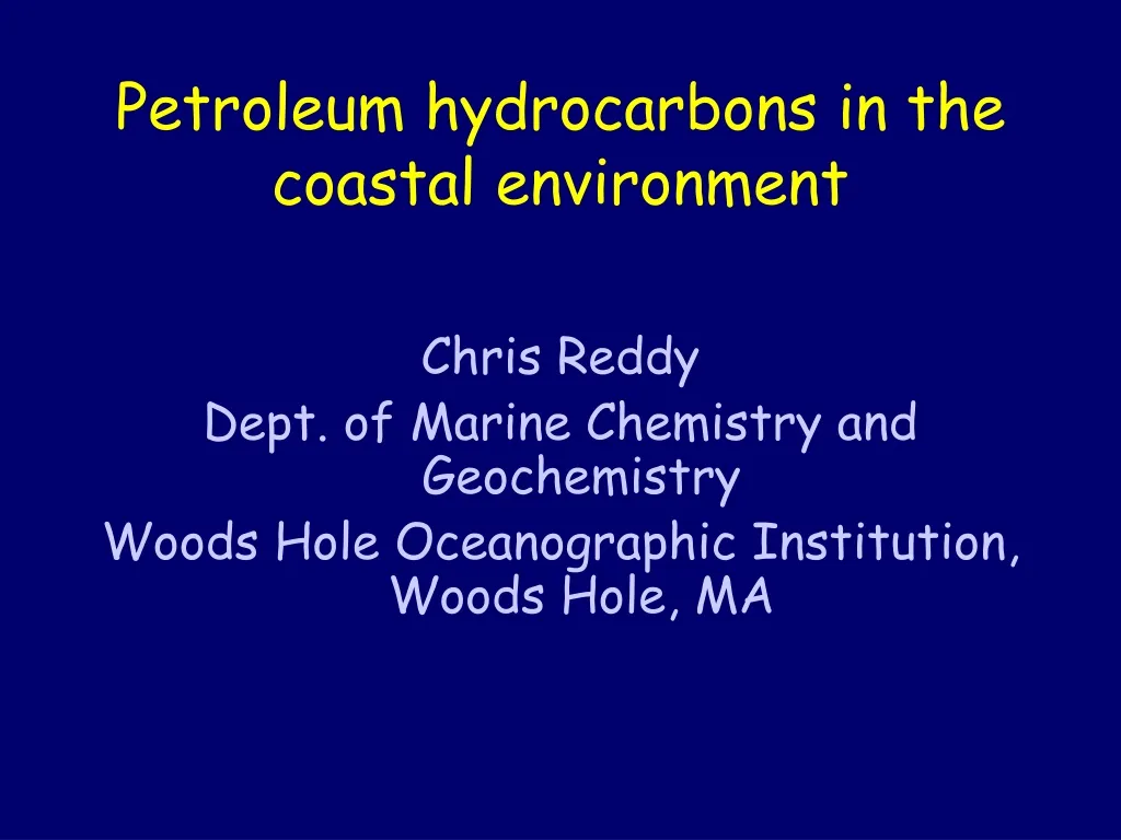 petroleum hydrocarbons in the coastal environment