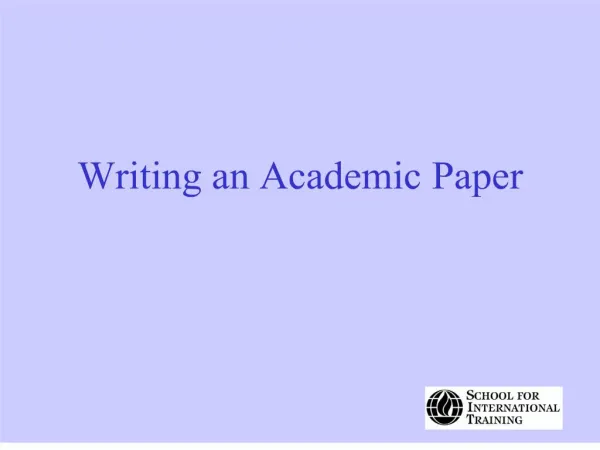 Writing an Academic Paper