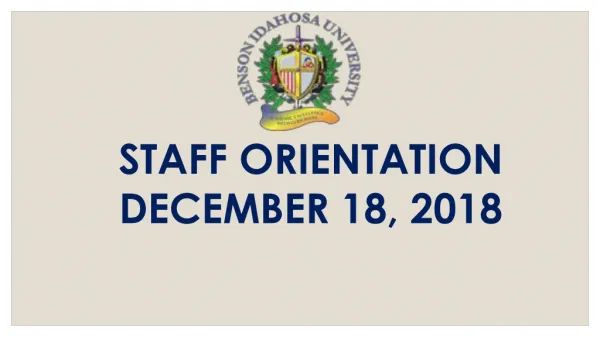 STAFF ORIENTATION DECEMBER 18, 2018