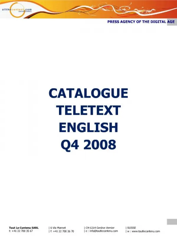 CATALOGUE TELETEXT ENGLISH Q4 2008