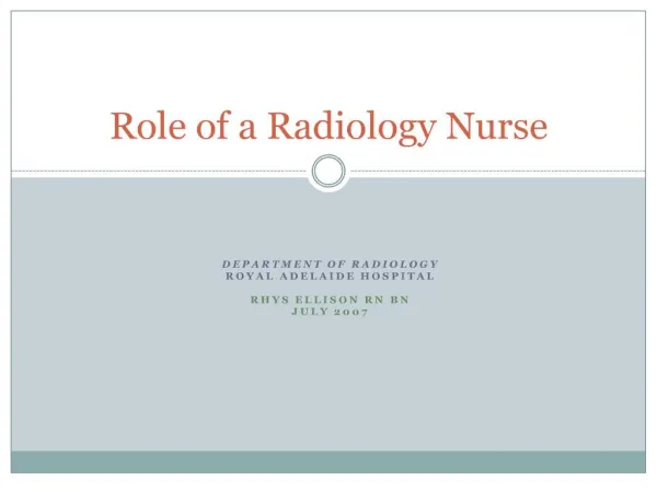 Role of a Radiology Nurse