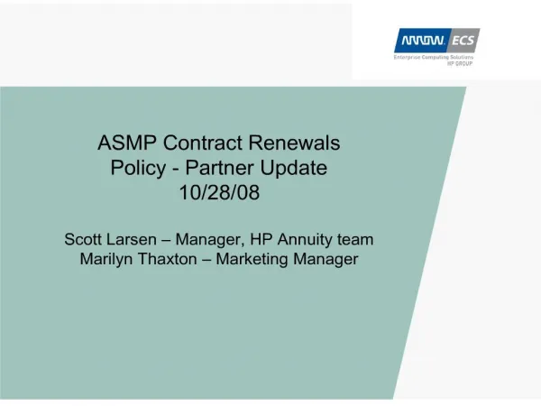 ASMP Contract Renewals Policy - Partner Update 10