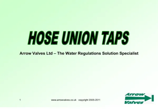 Arrow Valves Ltd The Water Regulations Solution Specialist