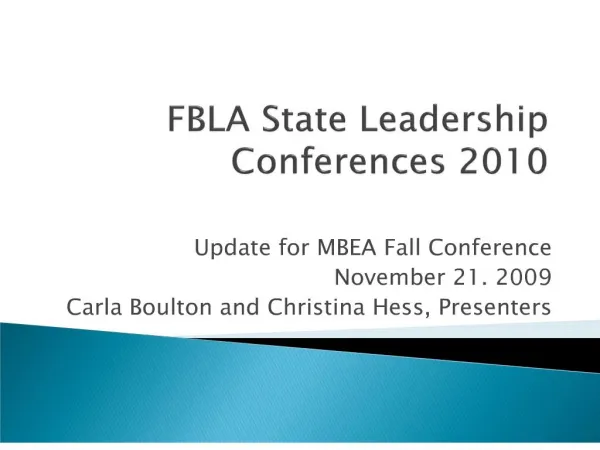 FBLA State Leadership Conferences 2010
