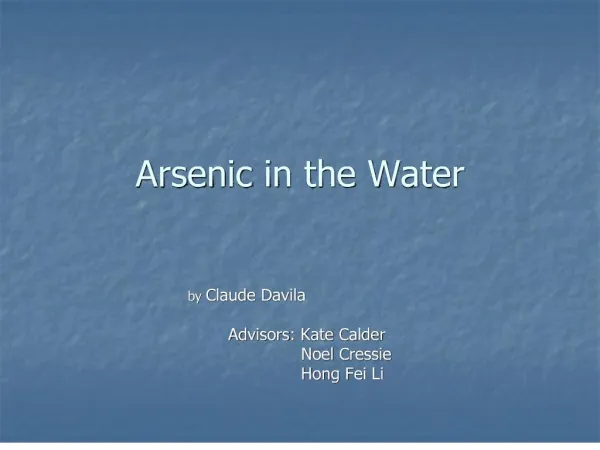 Arsenic in the Water