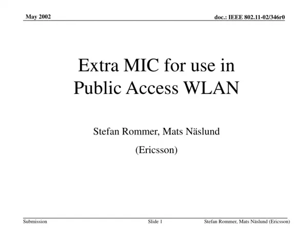 Extra MIC for use in Public Access WLAN