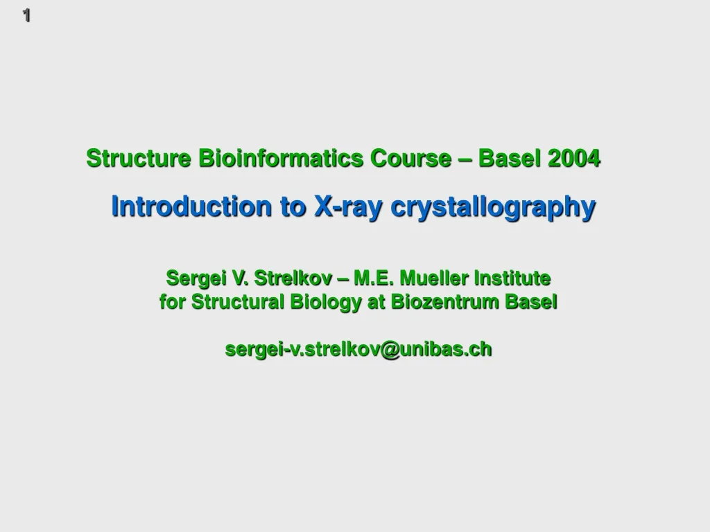 structure bioinformatics course basel 2004