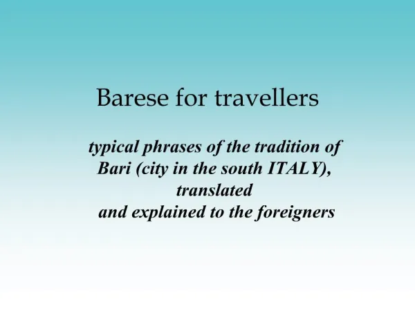 Barese for travellers