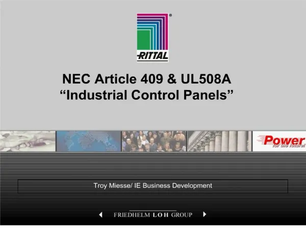 NEC Article 409 UL508A Industrial Control Panels