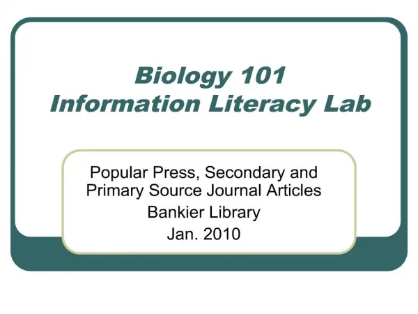Biology 101 Information Literacy Lab