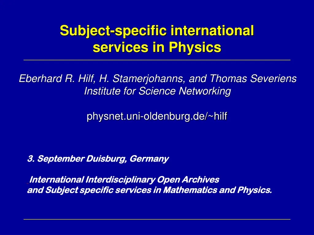 subject specific international services