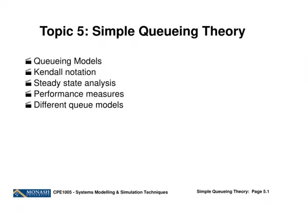 Topic 5: Simple Queueing Theory