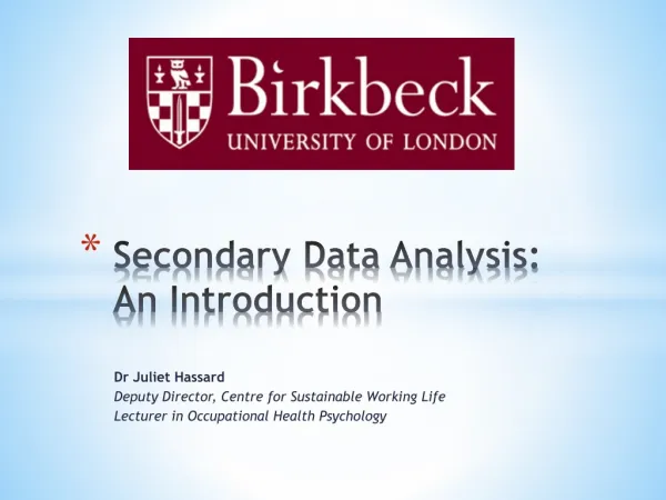 Secondary Data Analysis: An Introduction