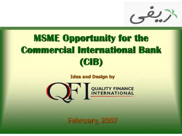 MSME Opportunity for the Commercial International Bank CIB