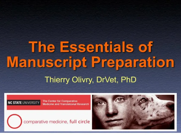The Essentials of Manuscript Preparation