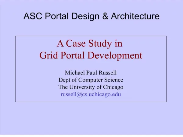 ASC Portal Design Architecture