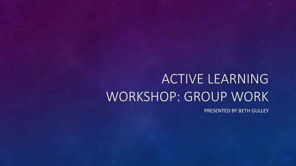 active learning workshop group work