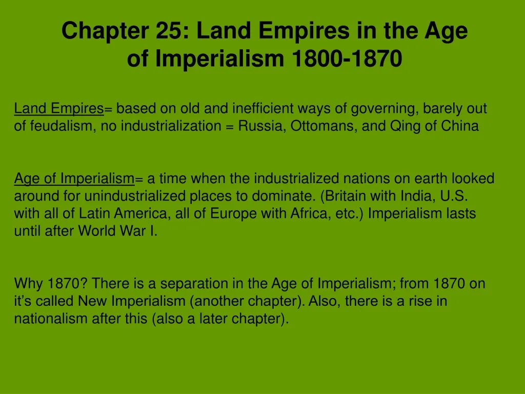 chapter 25 land empires in the age of imperialism