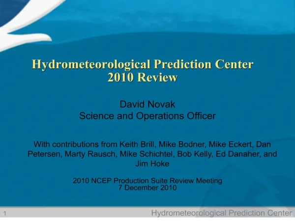 Hydrometeorological Prediction Center 2010 Review