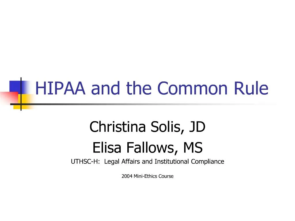 HIPAA and the Common Rule