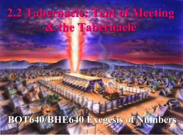 2.2 Tabernacle: Tent of Meeting the Tabernacle