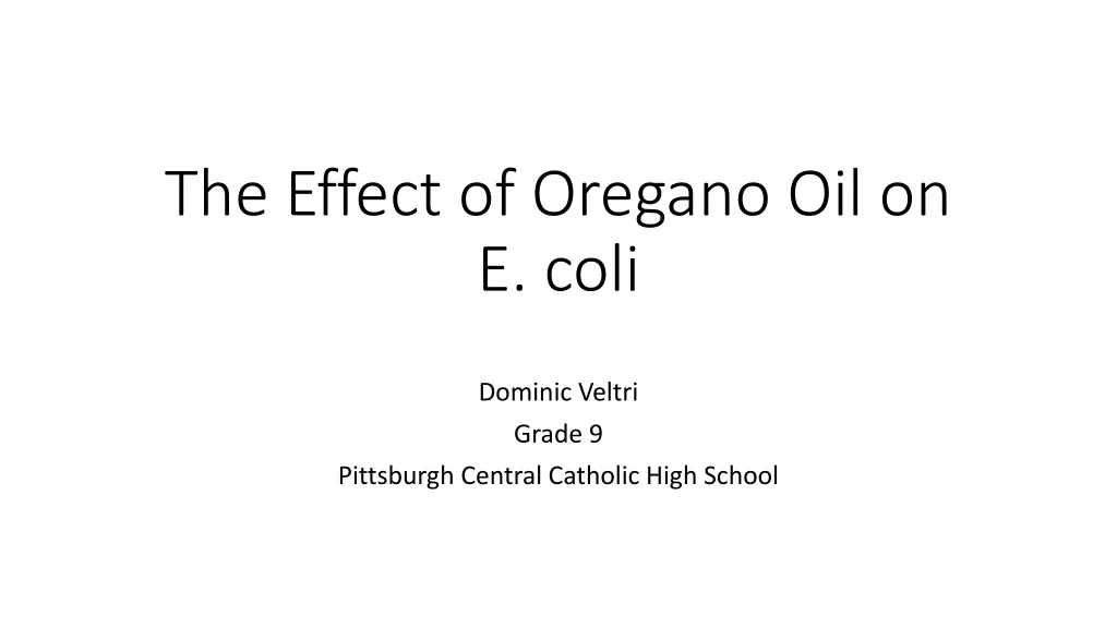 the effect of oregano oil on e coli