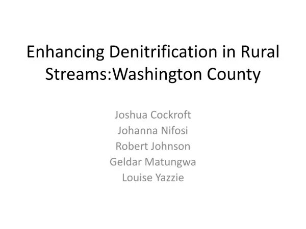 Enhancing Denitrification in Rural Streams:Washington County