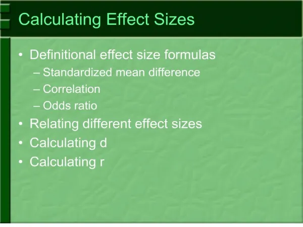 Calculating Effect Sizes