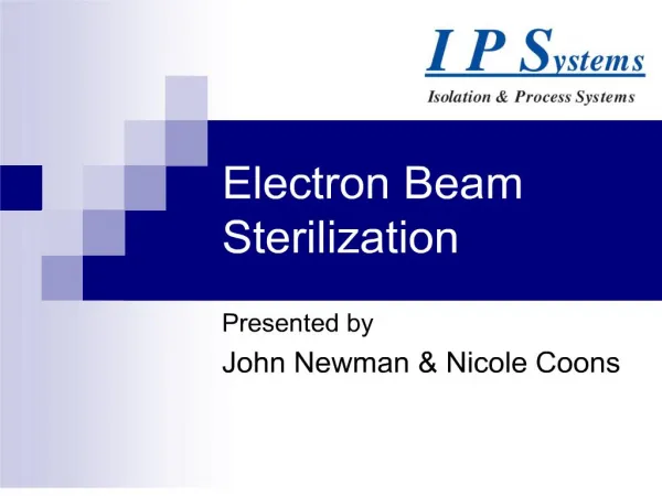 Electron Beam Sterilization