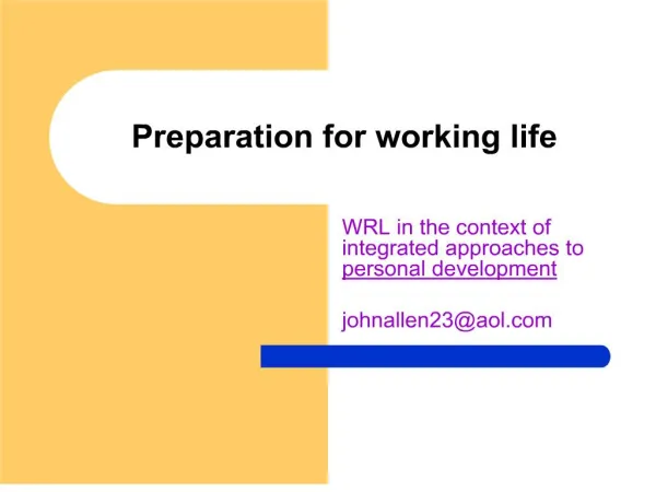 Preparation for working life