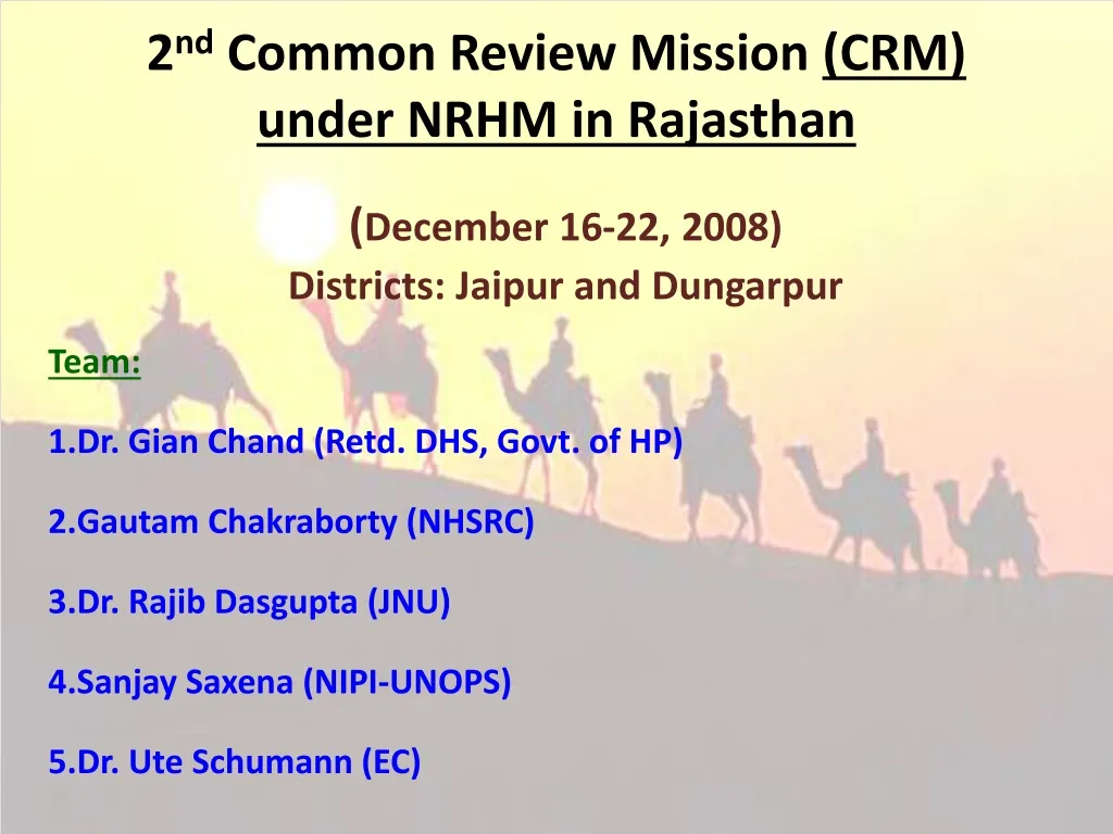 2 nd common review mission crm under nrhm in rajasthan