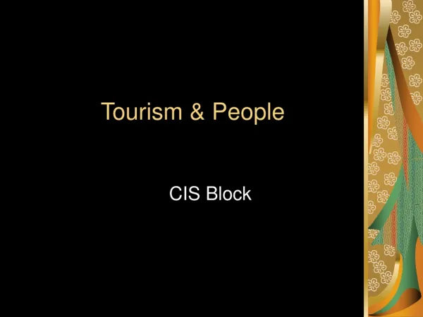 Tourism &amp; People