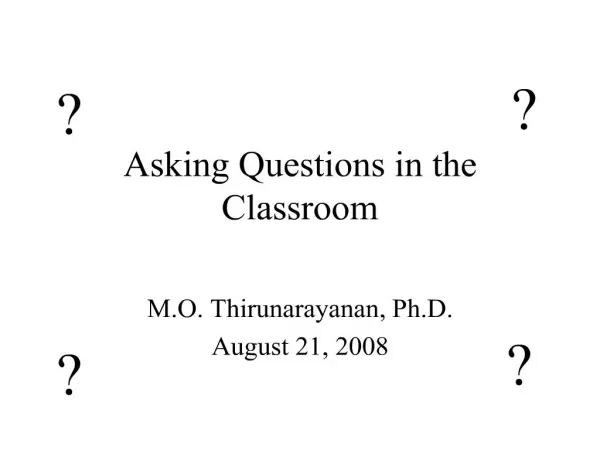 Asking Questions in the Classroom