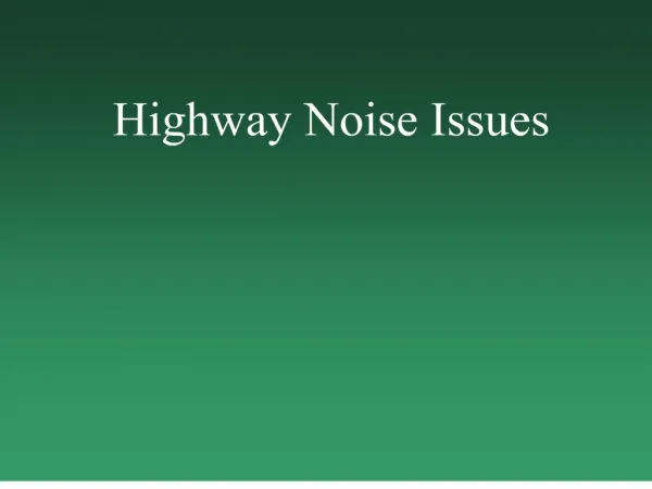 Highway Noise Issues