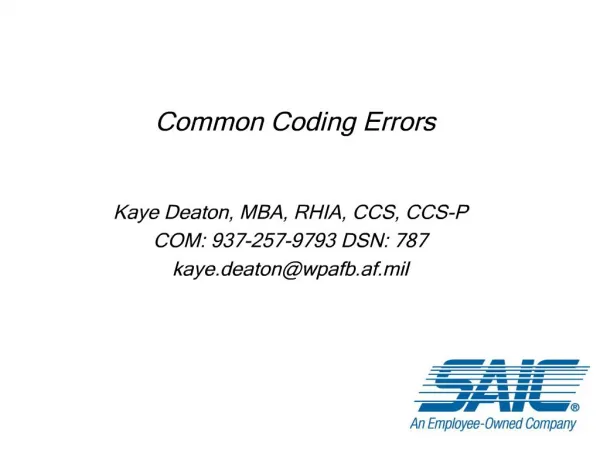Common Coding Errors