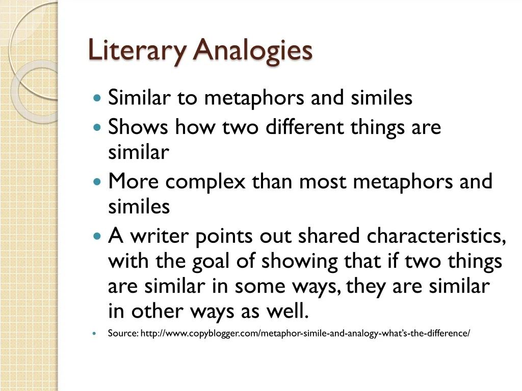 literary analogies