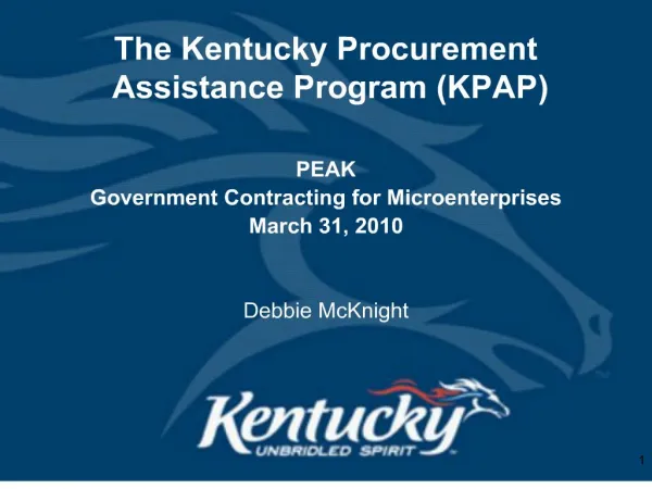 The Kentucky Procurement Assistance Program KPAP