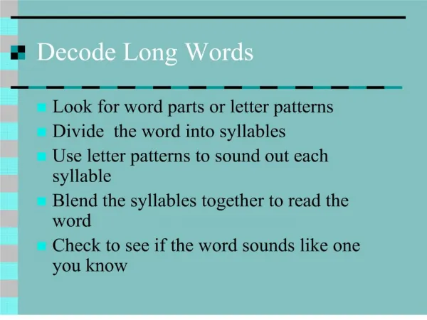 Decode Long Words