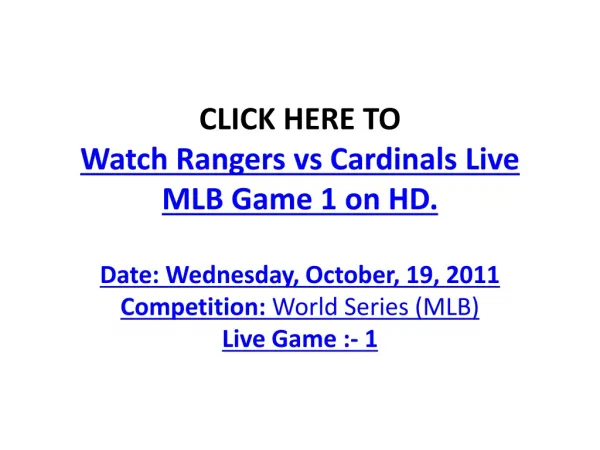 Watch Rangers vs Cardinals Live Streaming MLB World Series G